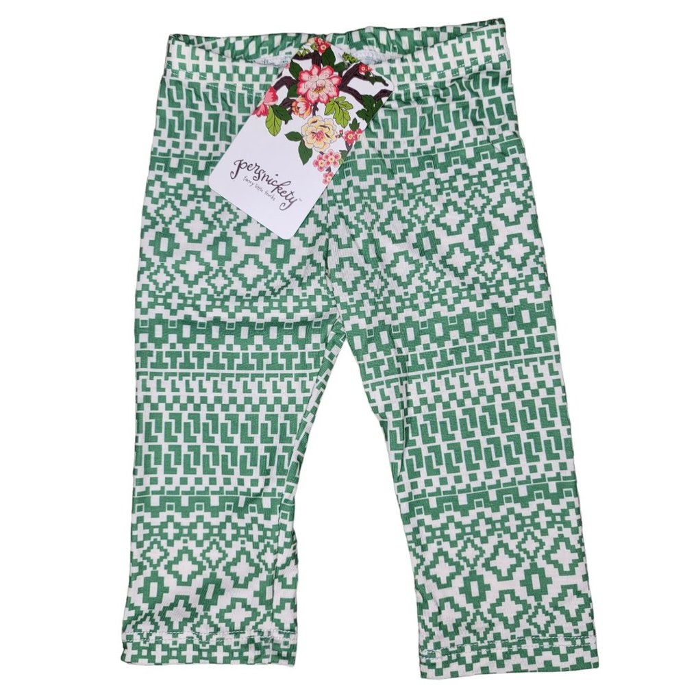 Persnickety Wonderstruck Lisel Legging green and white geometric leggings 6-12m